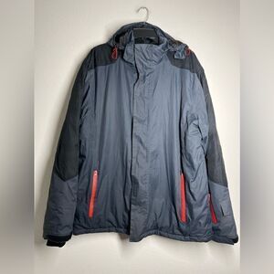 Atrium Mens Windbreaker Jacket Size XL Black Lined Hoodie Zip Pockets See Disc